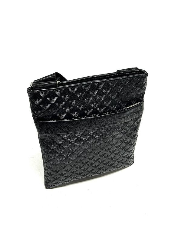 Чорна чоловіча молодіжна вертикальна сумка планшетка через плече з тисненням No Brand (333300291)