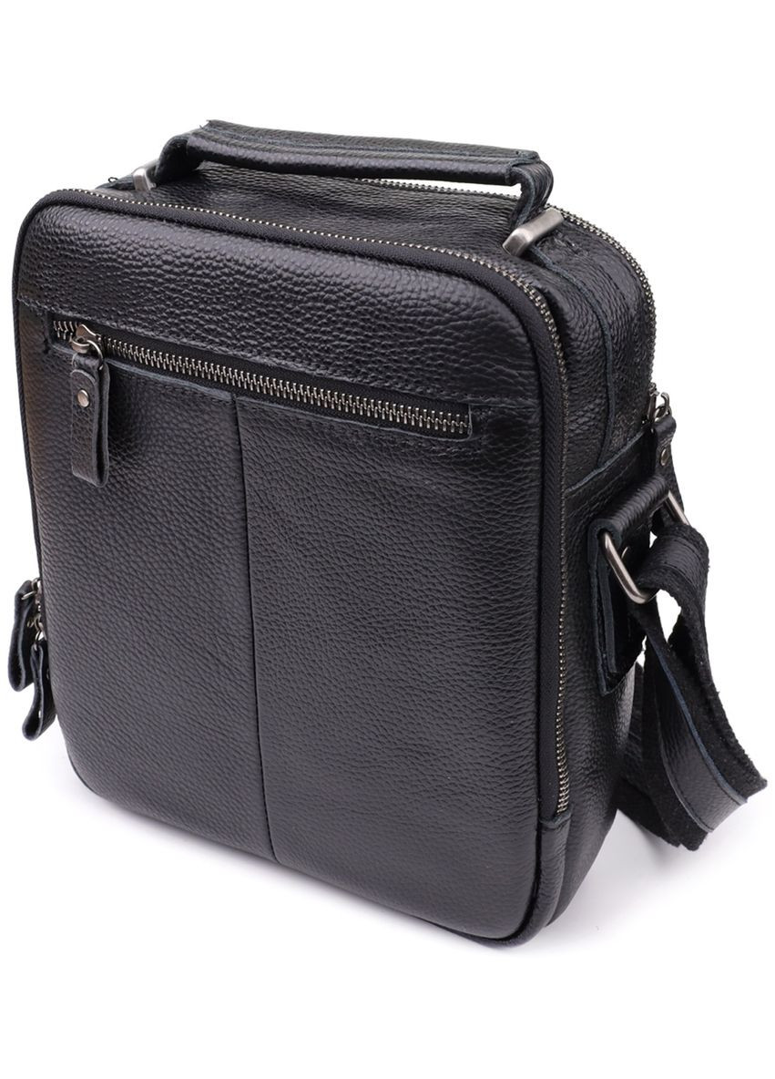 Сумка планшет через плече чоловіча з натуральної шкіри для телефону та документів середня Чорний 38346 Vintage (355245243)