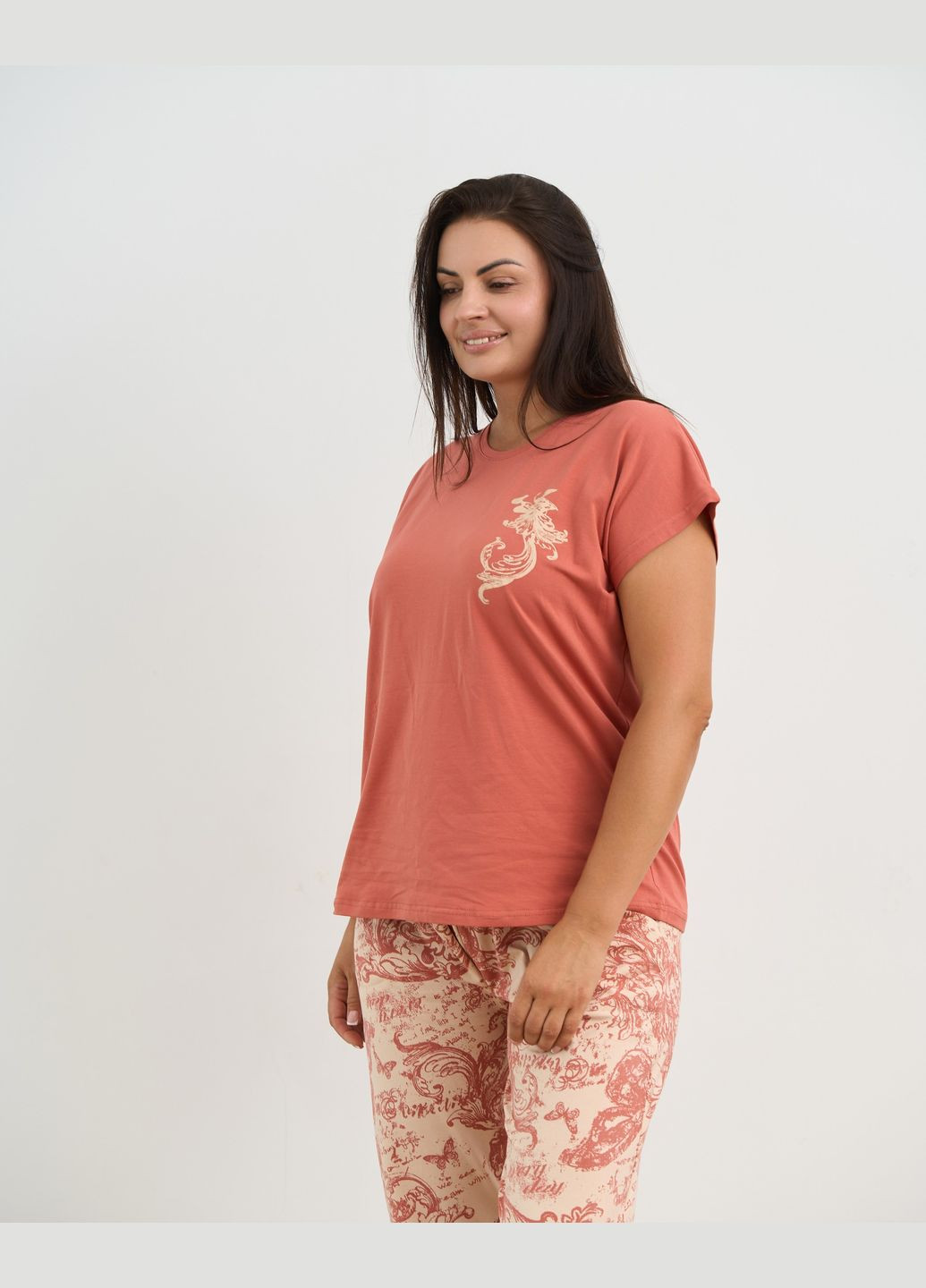 Терракотовая женский батальный комплект с капри Nicoletta