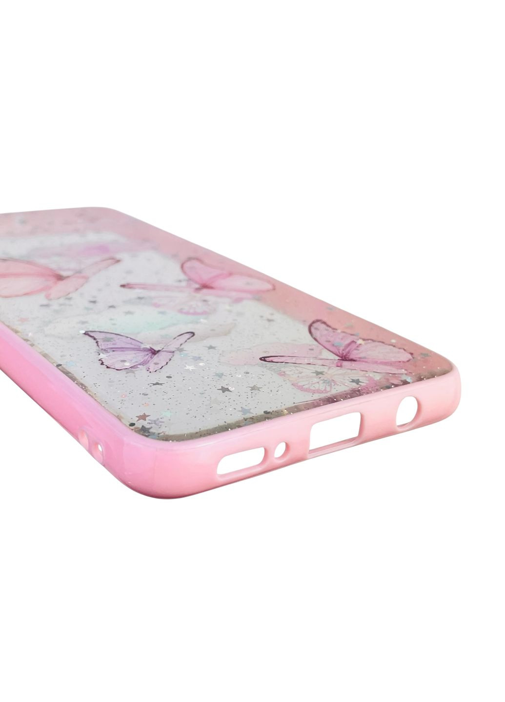 Чехол для Galaxy A50 (SM-A505F) с блёстками с бабочками на самсунг а50 розовый Samsung (366389159)
