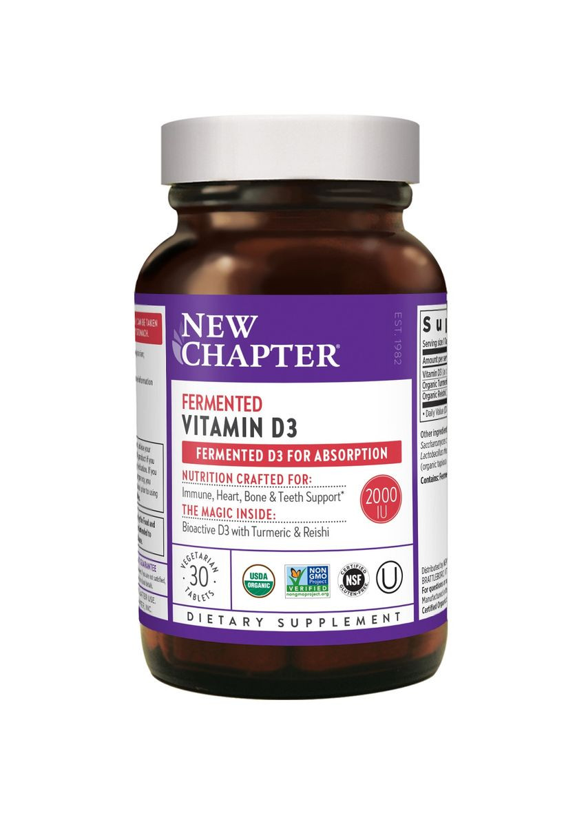 Ферментований вітамін D3, Fermented Vitamin D3,, 30 таблеток New Chapter (326054555)