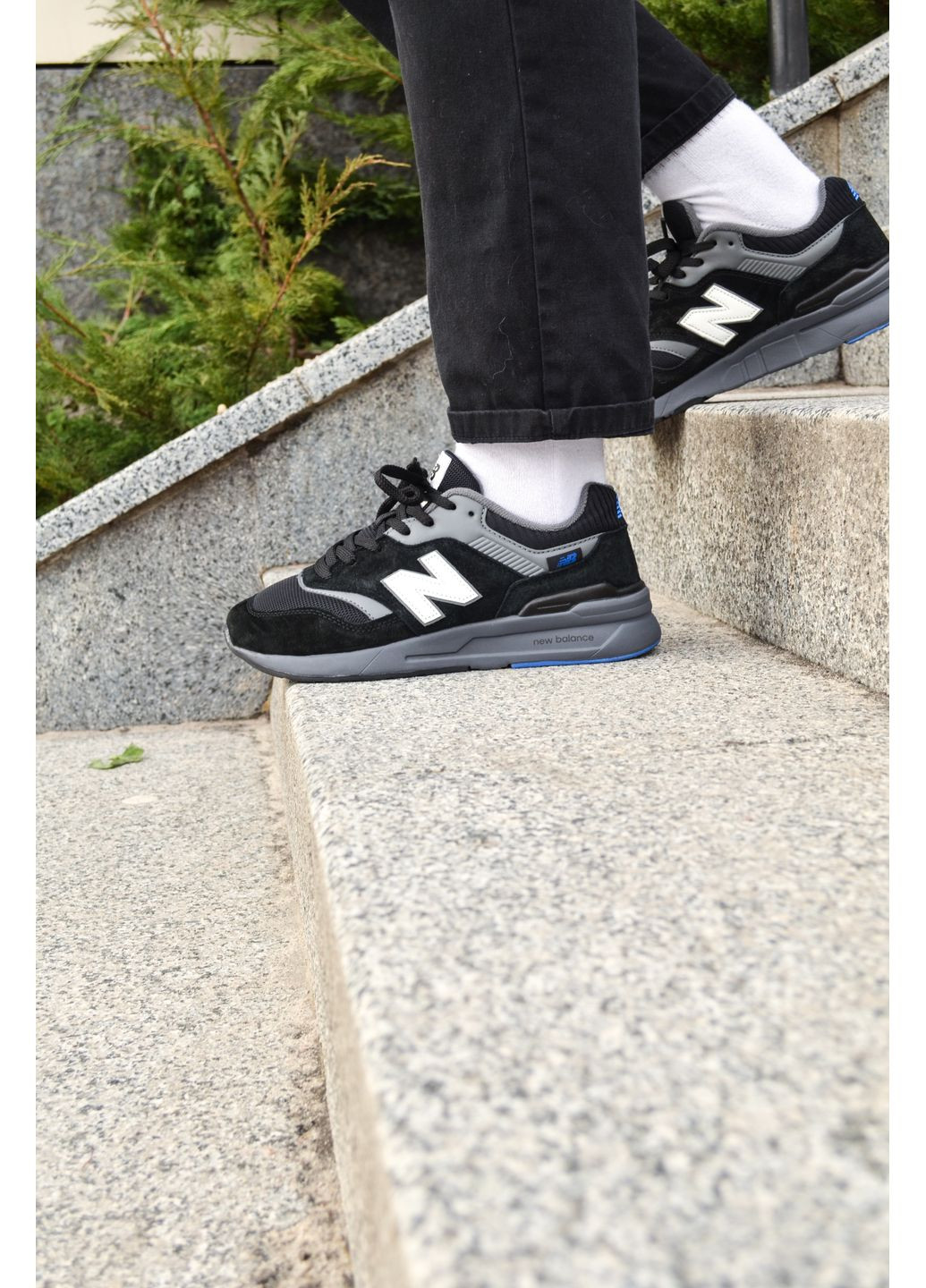 Чорні Осінні кросівки чоловічі new balance 997 black blue нью беланс 997 No Brand