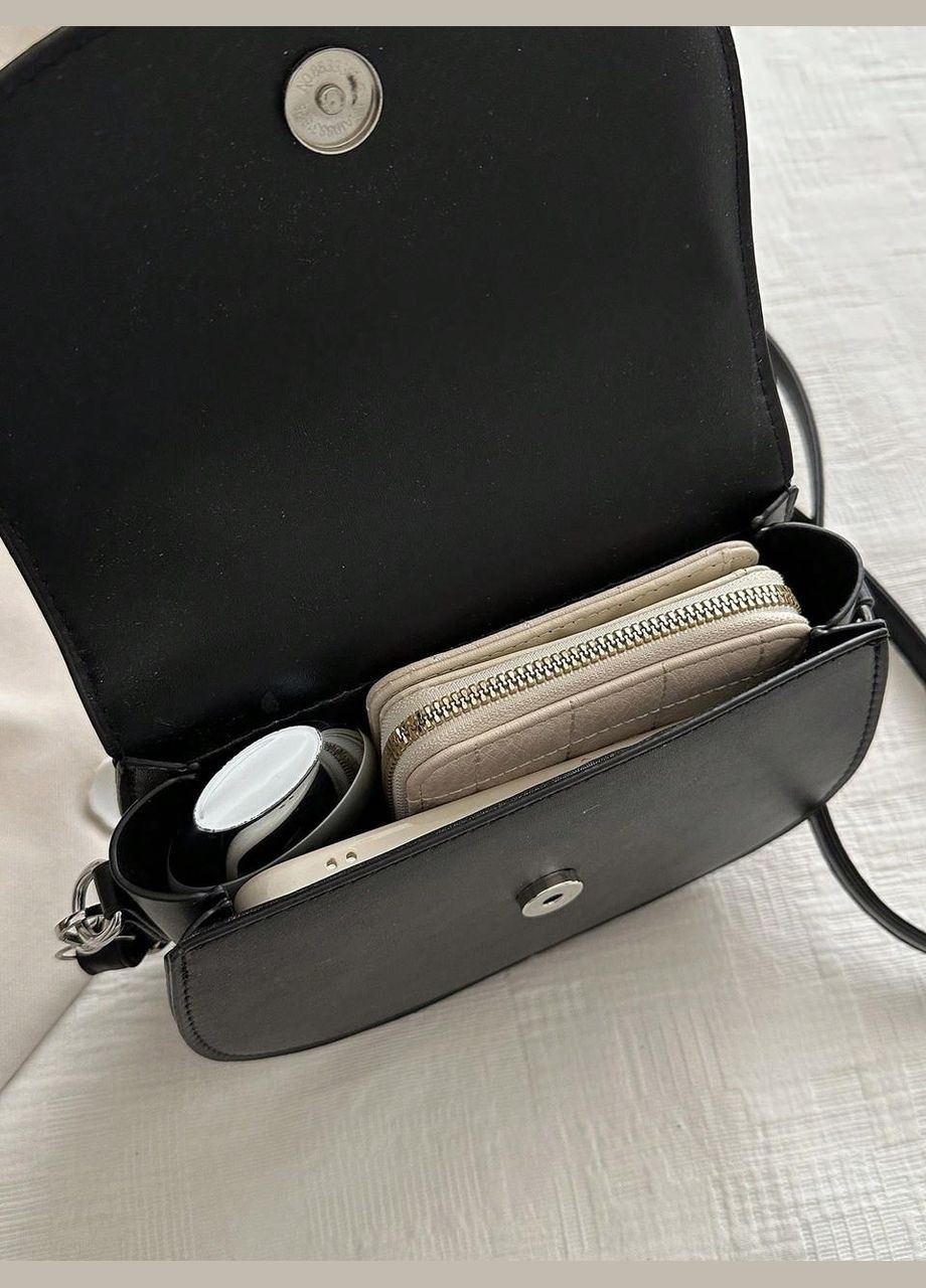 Жіноча сумка 6428 крос-боді на ремінці через плече чорна No Brand (306709416)