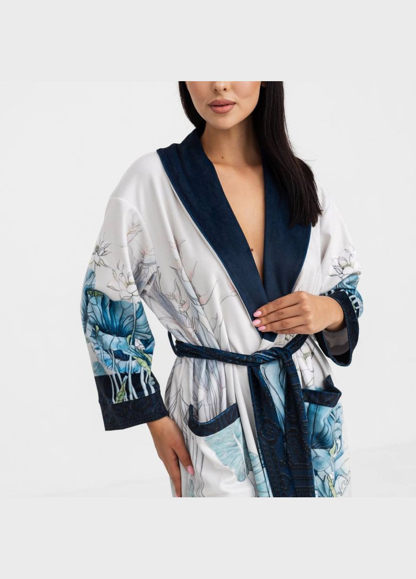 Халат женский из плюшевого велюра эксклюзивный Flower 18292 2XL-3XL FlexDress (336873682)