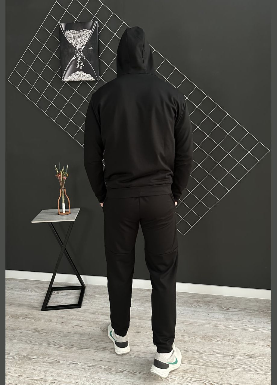 Чорний демісезонний демісезонний спортивний костюм дніпро чорний худі + штани (двонитка) Vakko