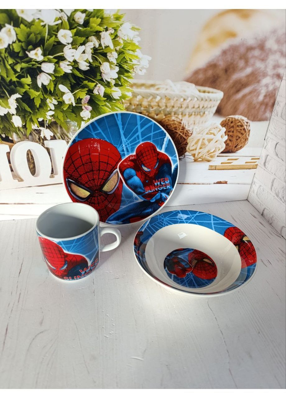 Детский набор столовой посуды Спайдермен 3 фарфор 3 предмета SPA1 Metr+ (369761905)