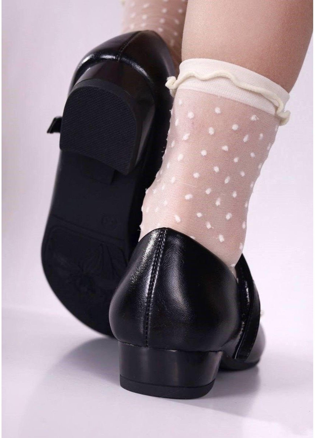 Черные туфли детские бусины черные Bessky