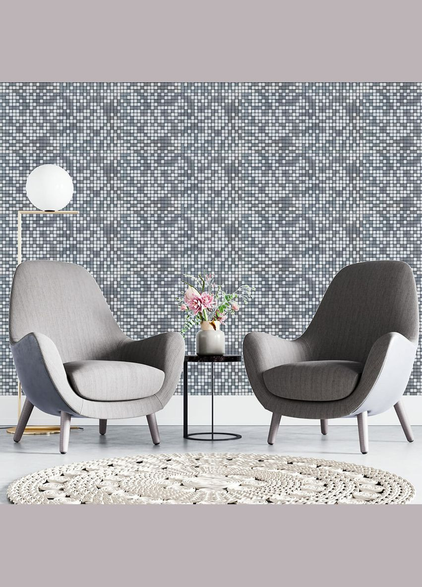 Самоклеящаяся алюминиевая плитка серебряная мозаика со стразами 300х300х3мм SW00001824 (D) Sticker Wall (298284776)