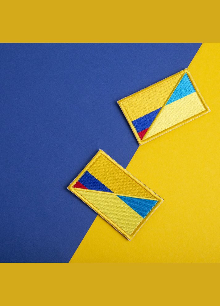 Набір шевронів 2 шт з липучкою Прапор України та Колумбії 5х8 см, вишитий патч Україна та Колумбія IDEIA (275994583)