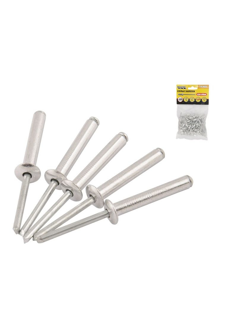 Заклепки алюмінієві витяжні 4.8х6.40 мм 50 шт 20-0620 Mastertool (365626863)