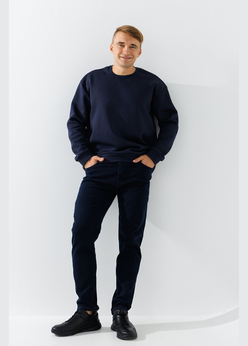 Темно-синий свитшот однотонный мужской 221 baza темно-синий shop (2000990799388) Demos (315967064)