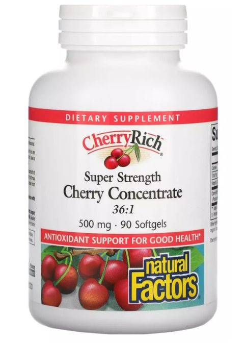 Cherry Rich Super Strength Cherry Concentrate 500 mg 90 Softgels Natural Factors (300109342)