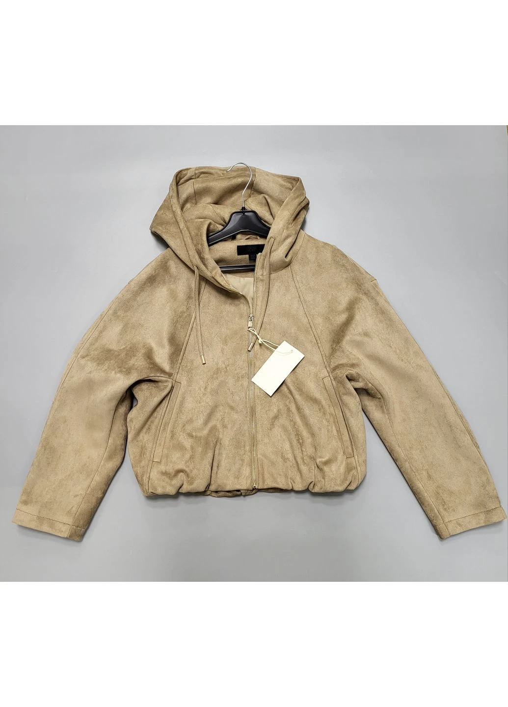 Бомбер зі штучної замші з капюшоном 6318/240 Zara на блискавці (389324704)
