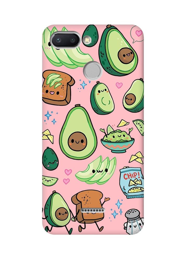 Матовий рожевий чохол на Xiaomi Redmi 6:: Милі авокадо каваї (принт 305) Creative (360696210)