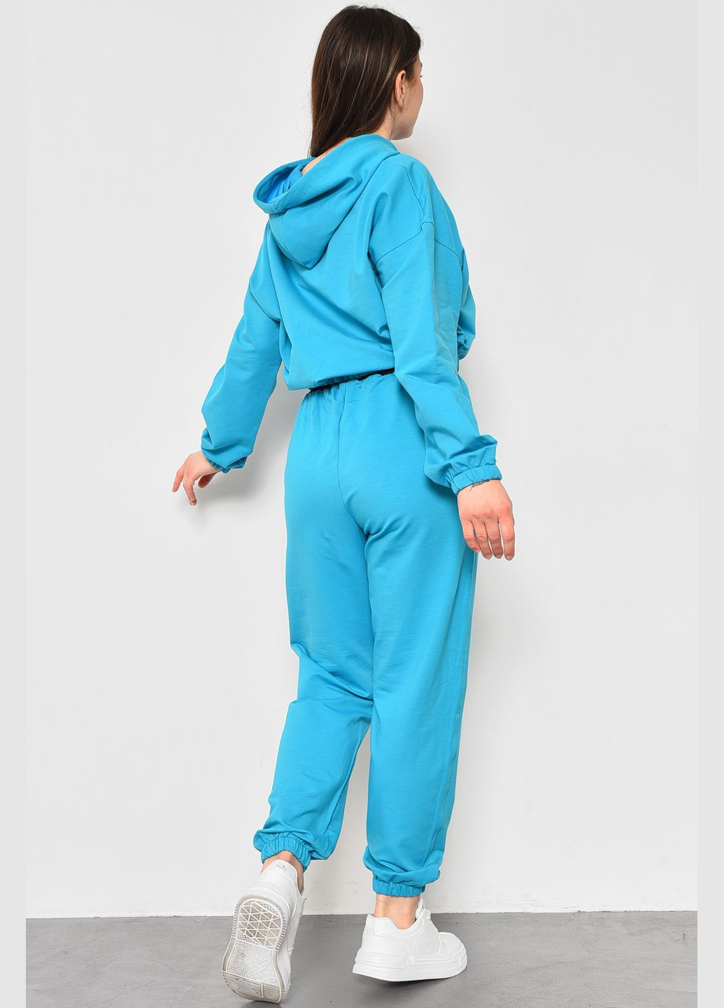 Спортивный костюм женский полубатальный голубого цвета Let's Shop (285692195)