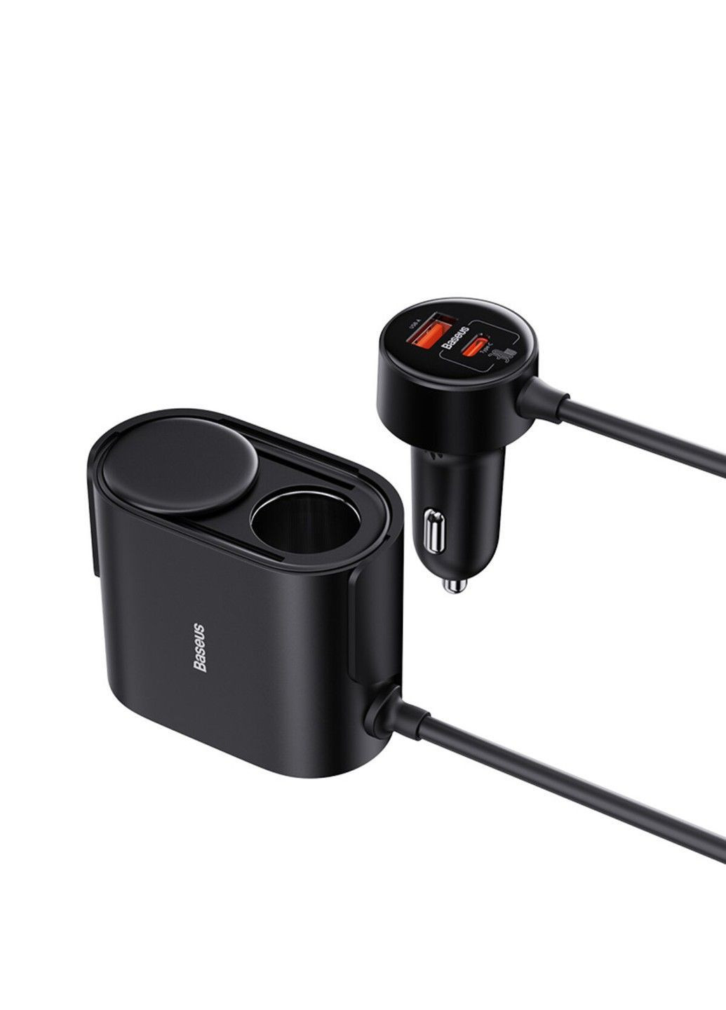 Автомобильное зарядное устройство для High Efficiency Pro 1-for-2 Car Cigarette Lighter 30W Cosmic Black Baseus (371363736)