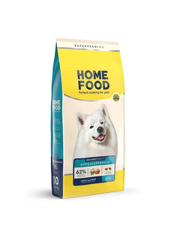 Hypoallergenic Adult Medium - Гипоаллергенный сухой корм с форелью и рисом для собак средних пород с белой шерстью - 10 кг Home Food (336182883)