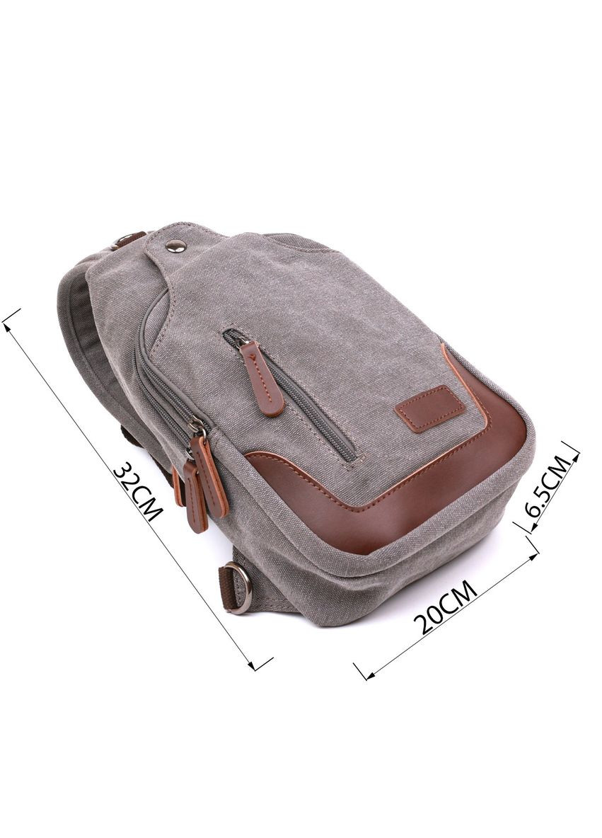 Зручна сумка слінг чоловіча текстильна через плече сіра розмір 20х32х6,5 см 20388 Vintage (362417797)
