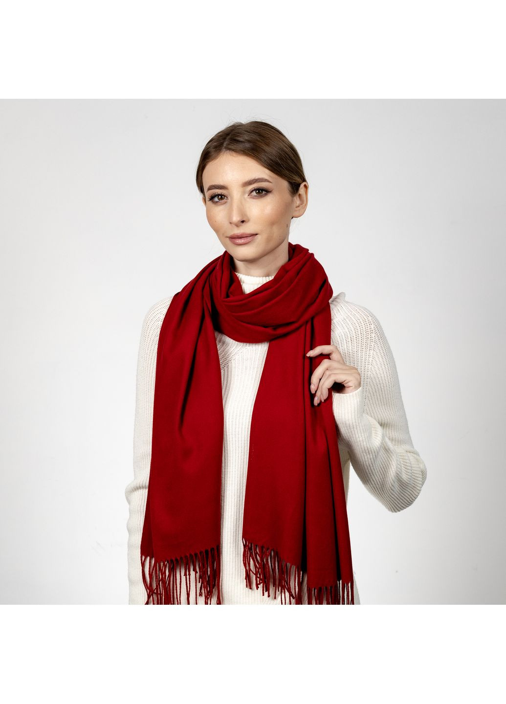 Палантин женский однотонный кашемир красный IDANA LuckyLOOK 560-314 (322791957)
