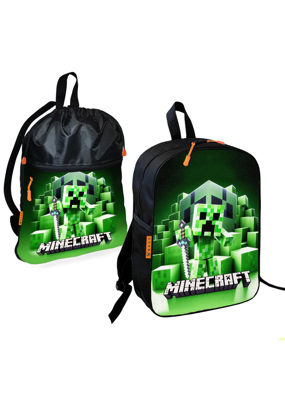 Школьный рюкзак детский Minecraft + Сумка для обуви спортивной формы рюкзак-мешок для мальчика (1958) No Brand (328693461)