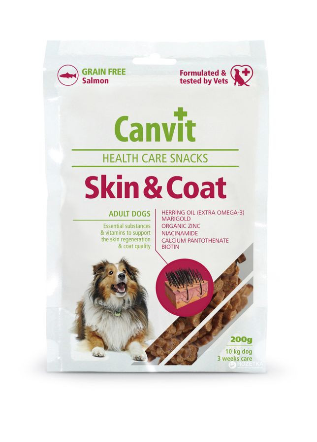 Напіввологі ласощі Skin & Coat для шкіри та вовни для собак 200 г (can508778) Canvit (313331029)