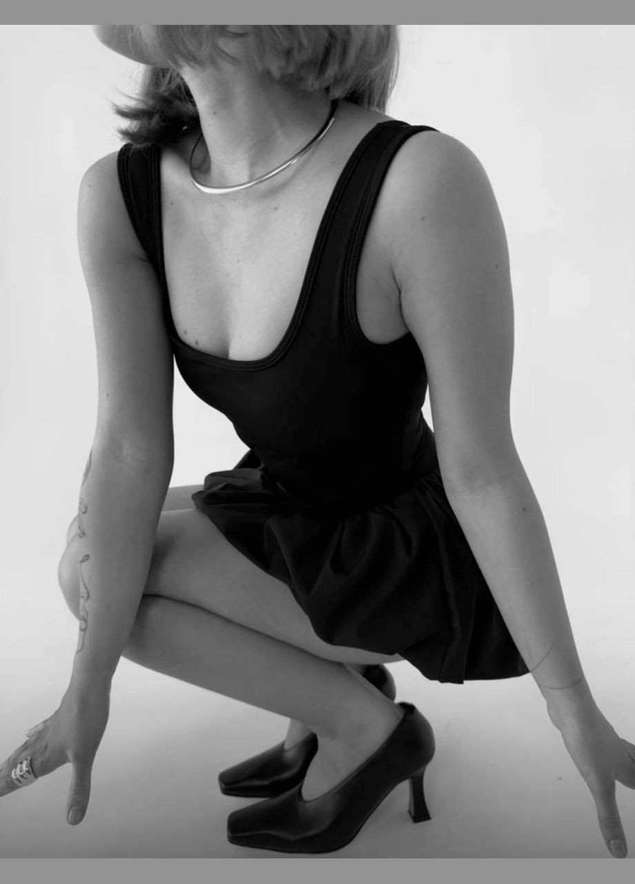 Жіночий комбінезон FINO Mode комбінезон-шорти чорний святковий, кежуал, коктейльний, вечірній дайвінг, шифон