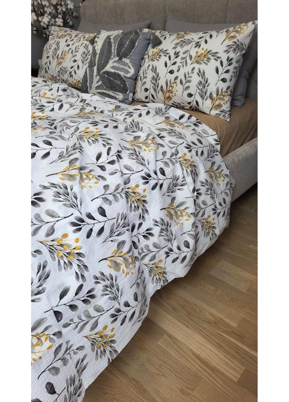 Постільна білизна з резинкою Лорена беж DUO, ранфорс гофра (жатка) Полуторний розмір, наволочки 50/70 No Brand (364219912)