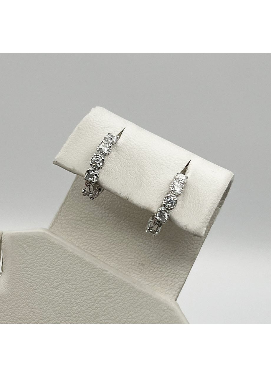 Сережки-кільця срібні з кубічним цирконієм 1,74 г No Brand (369737306)