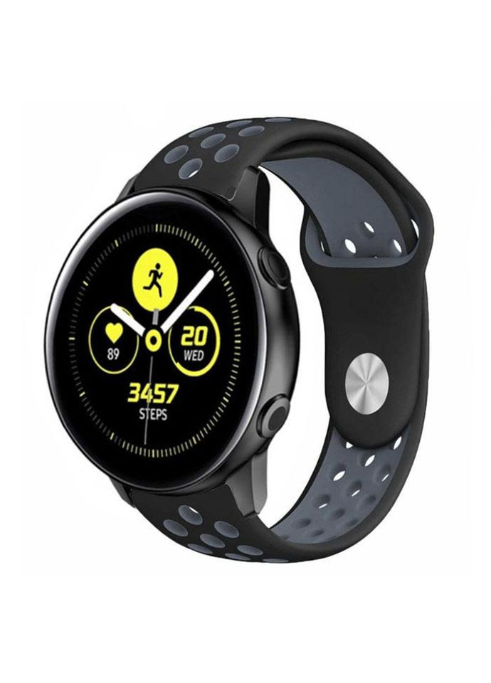 Спортивный ремешок Perfor Sport для часов Samsung Galaxy Watch Active / Active 2 - Black&Grey Primo (333720084)