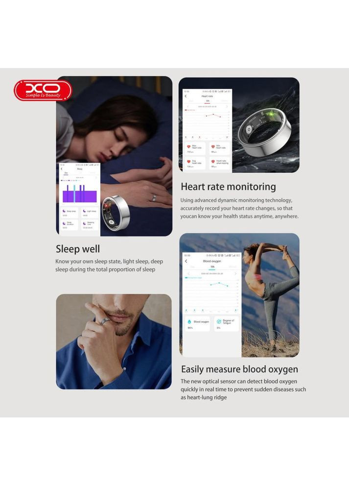 Смарт-кільце RS01 Smart Ring розмір 10 (внутрішній діаметр 19,9 мм, титановий сплав) XO (368788896)