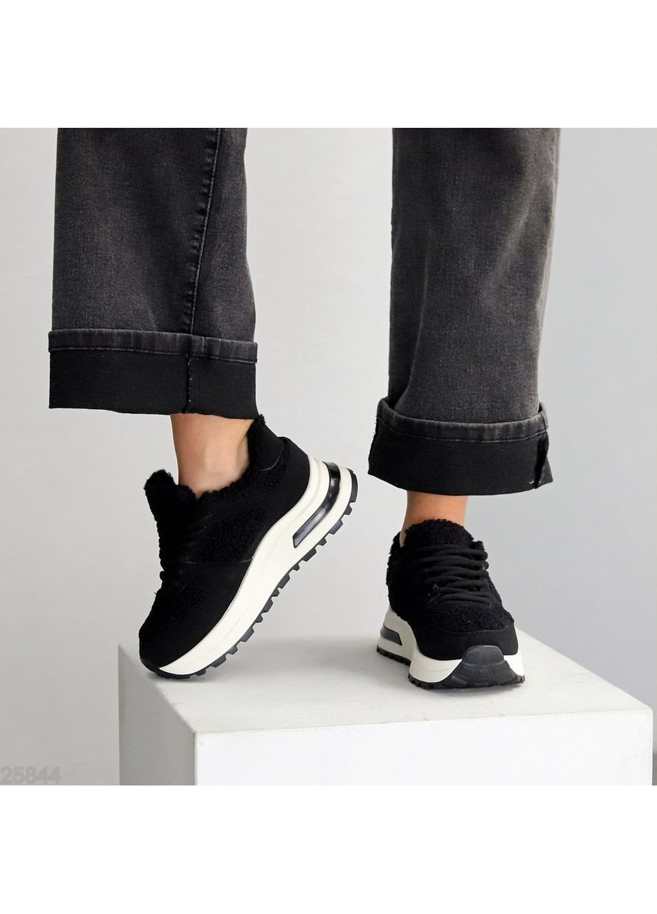 Утепленные кроссовки No Brand чёрные зима (367617924)