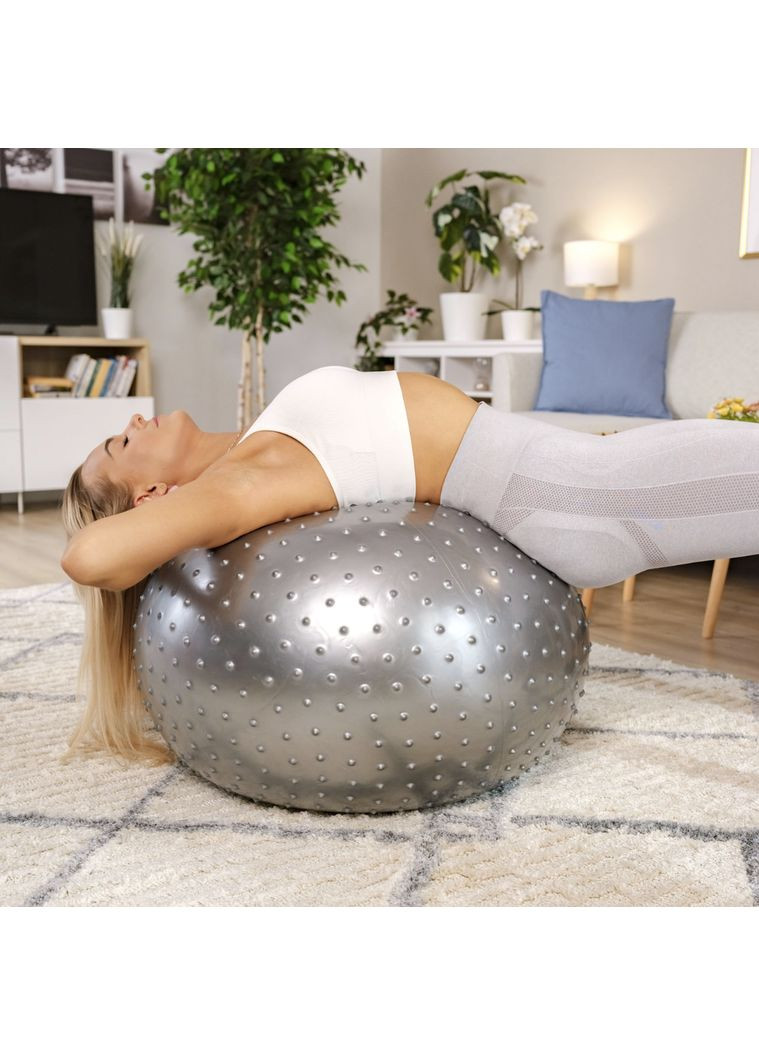 Фітбол масажний 65см сріблястий + насос Hop-Sport (361952176)