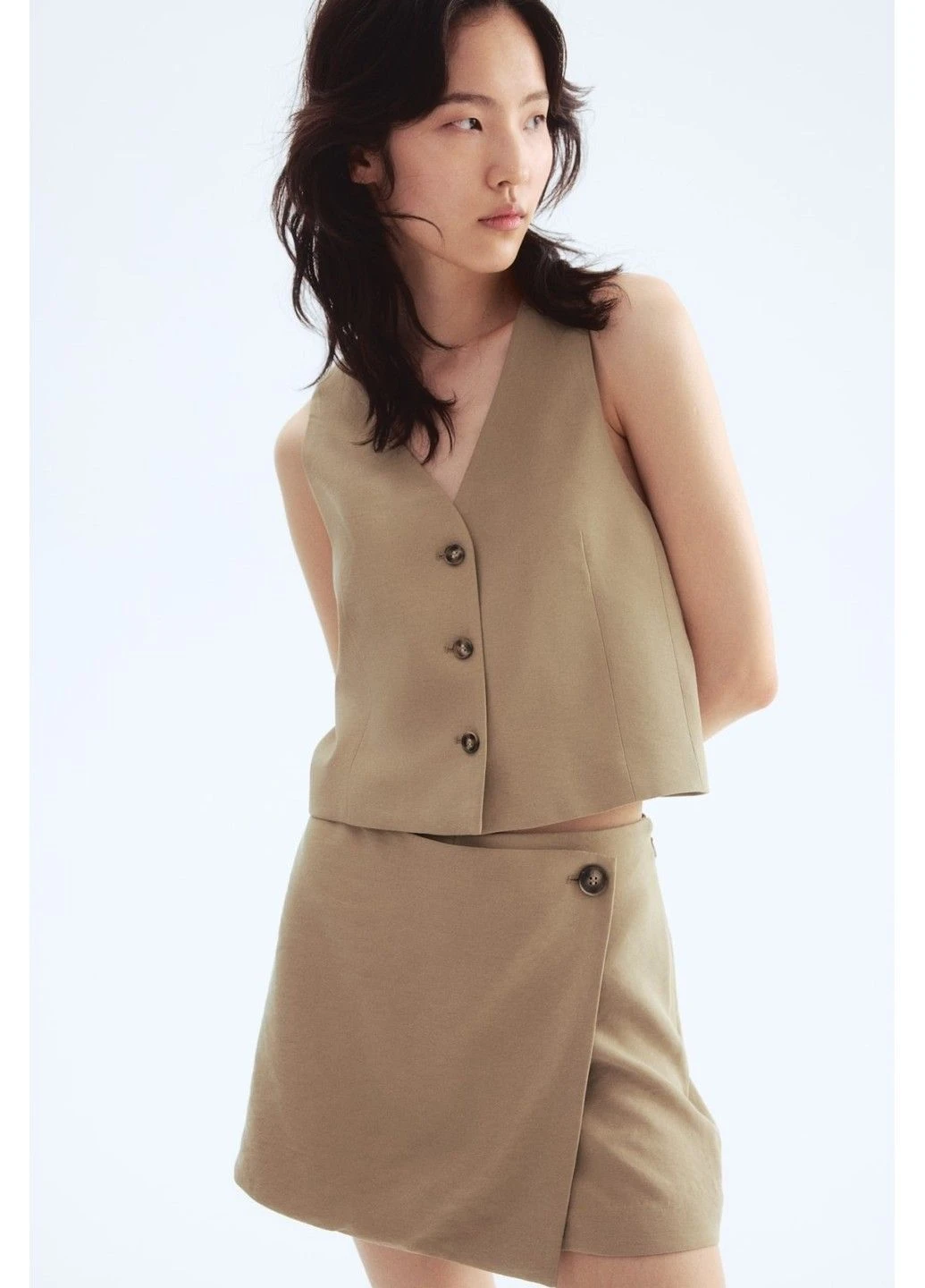 Жіночі шорти-спідниця Н&М (58422) XS Бежеві H&M (338372408)