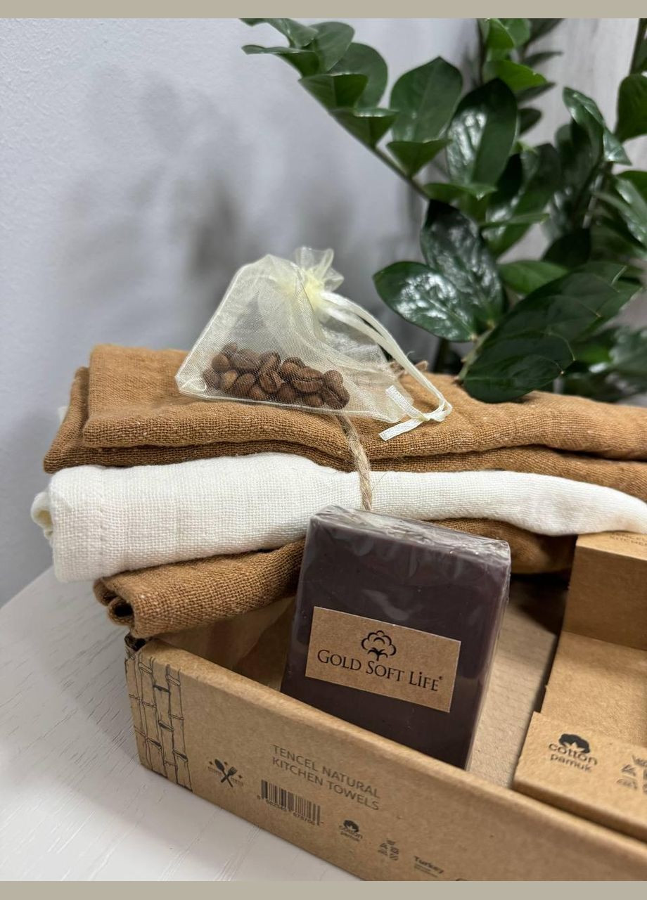 Набор кухонных полотенц Эксклюзив 60 х 40 см лен Коричневый No Brand коричневый