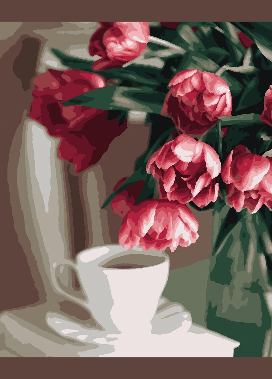 Картини за номерами "Кава та тюльпани" 40*50см No Brand (305236787)