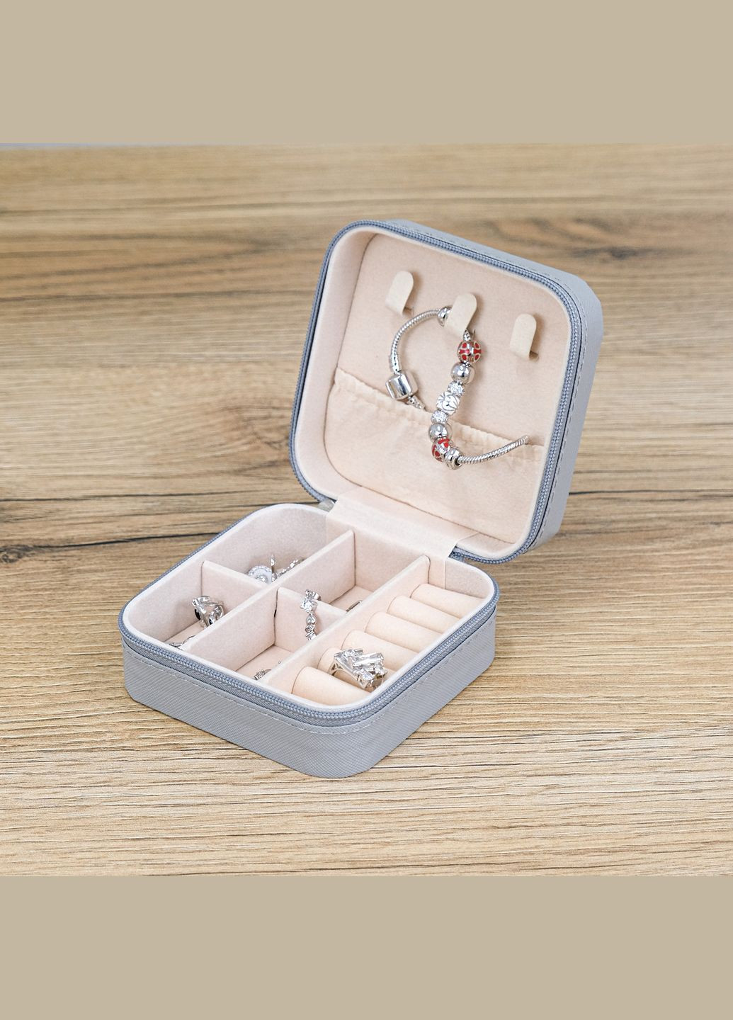 Ящик для украшений малый, дорожный, экокожа серая см (JZ-019-5) Гранд Презент (322190840)