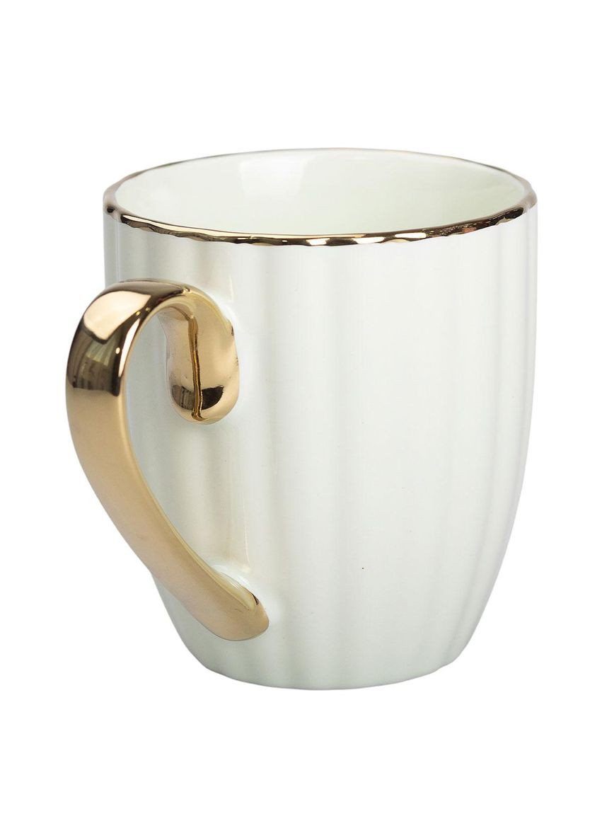 Чашка порцелянова із золотим обідком і золотою ручкою 420 (мл) М'ятний RX-N240629M Liling Rongxiang Ceramic (369143095)