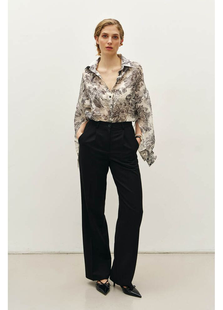 Молочная женская блуза с тенселем mkrm4243 Rica Mare