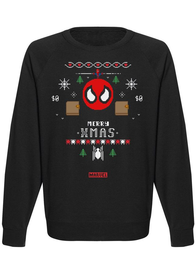 Свитшот новогодний "Merry X-Mas Spiderman" (чёрный) Fat Cat - крой черный - (283036078)