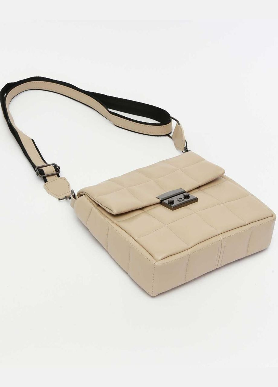 Бежевая женская сумка с широким ремнем на плечо «Анет» стеганая экокожа WeLassie (298571282)