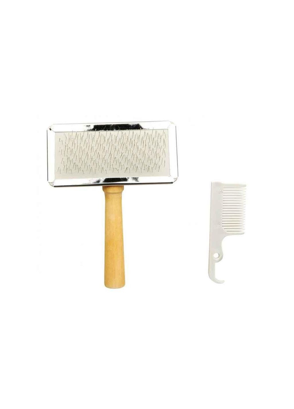 Пуходерка м’яка деревяна/хромована з додатковим гребінцем 9х13см арт.2354 ТМ Trixie (304263797)