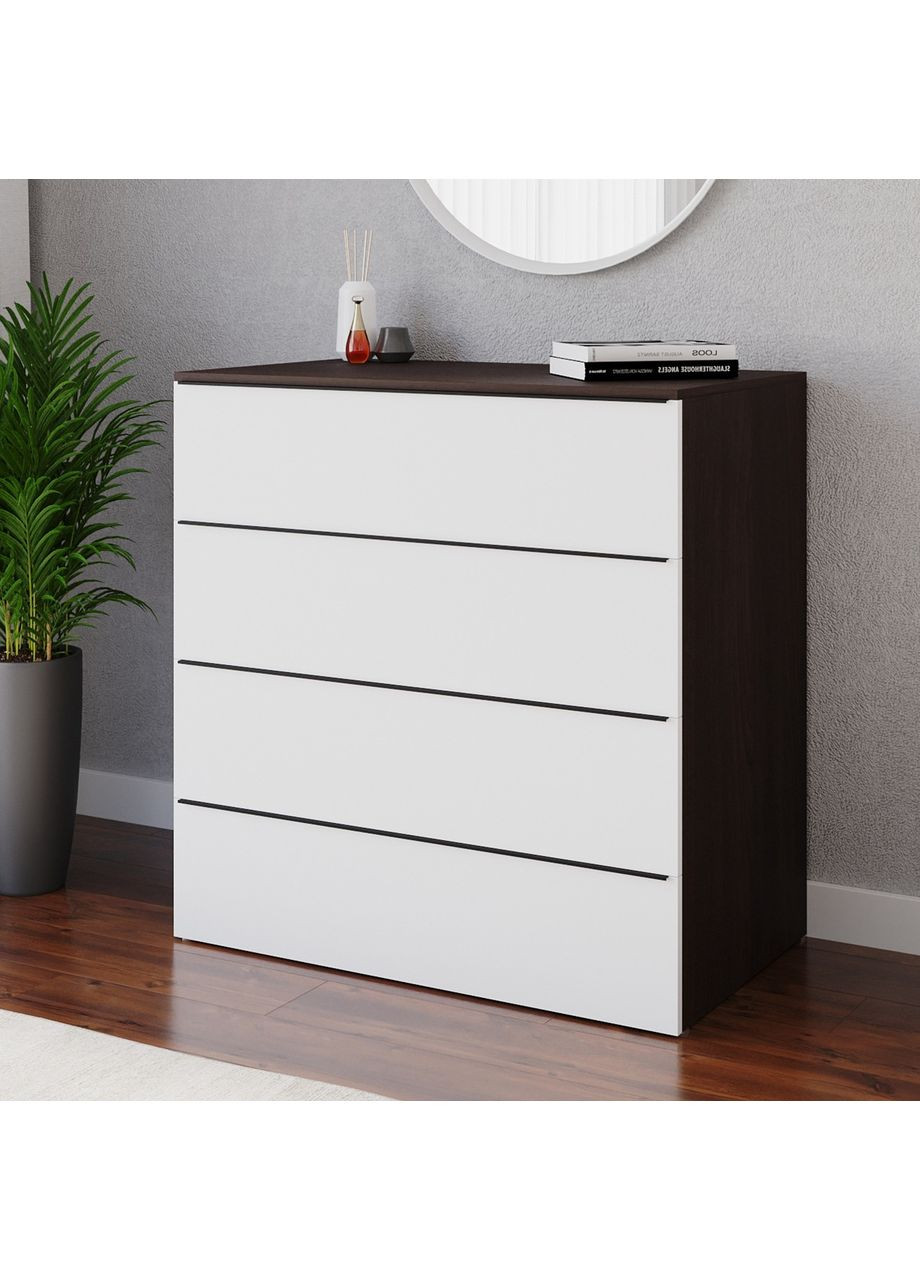 Комод для спальні на 4 висувні ящики 1000x1014x544 мм Венге темний/Білий No Brand (358928633)
