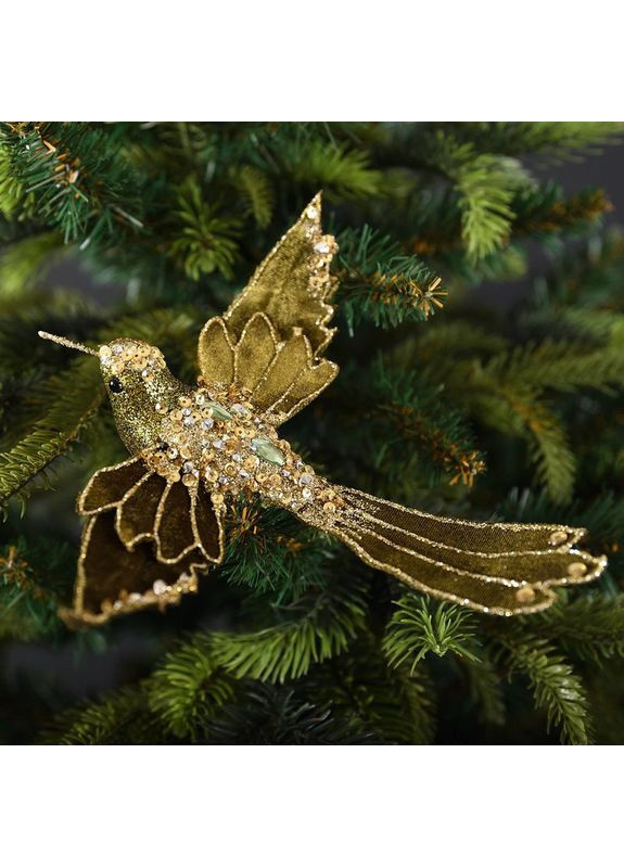 Игрушка на елку Птичка 974964 21 см золотистая Yes (369339236)