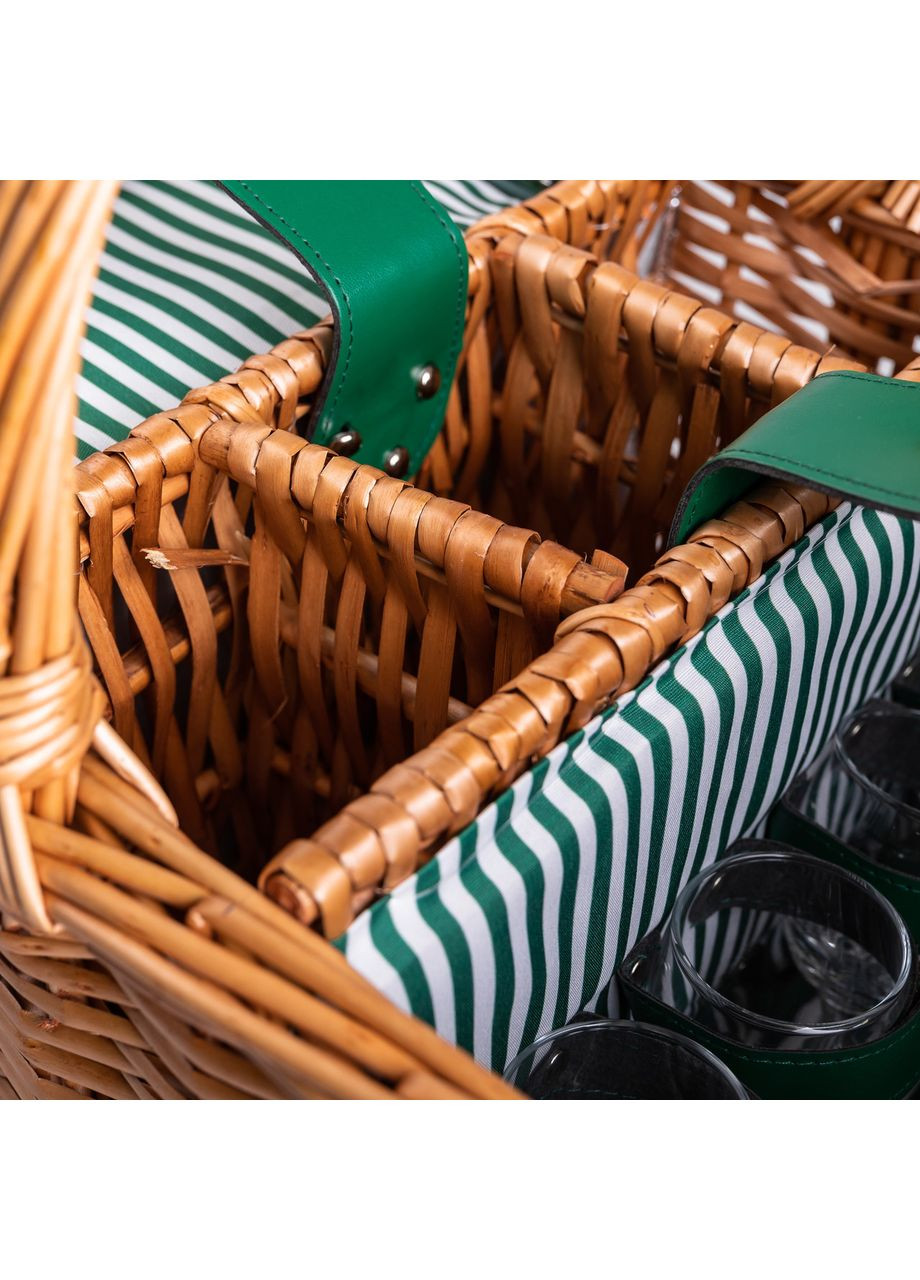 Кошик плетений для пікніка з посудом на 4 персони 48х33х43 см набір посуду туристичний для кемпінгу HP-ZQ-3 LUGI (366964636)