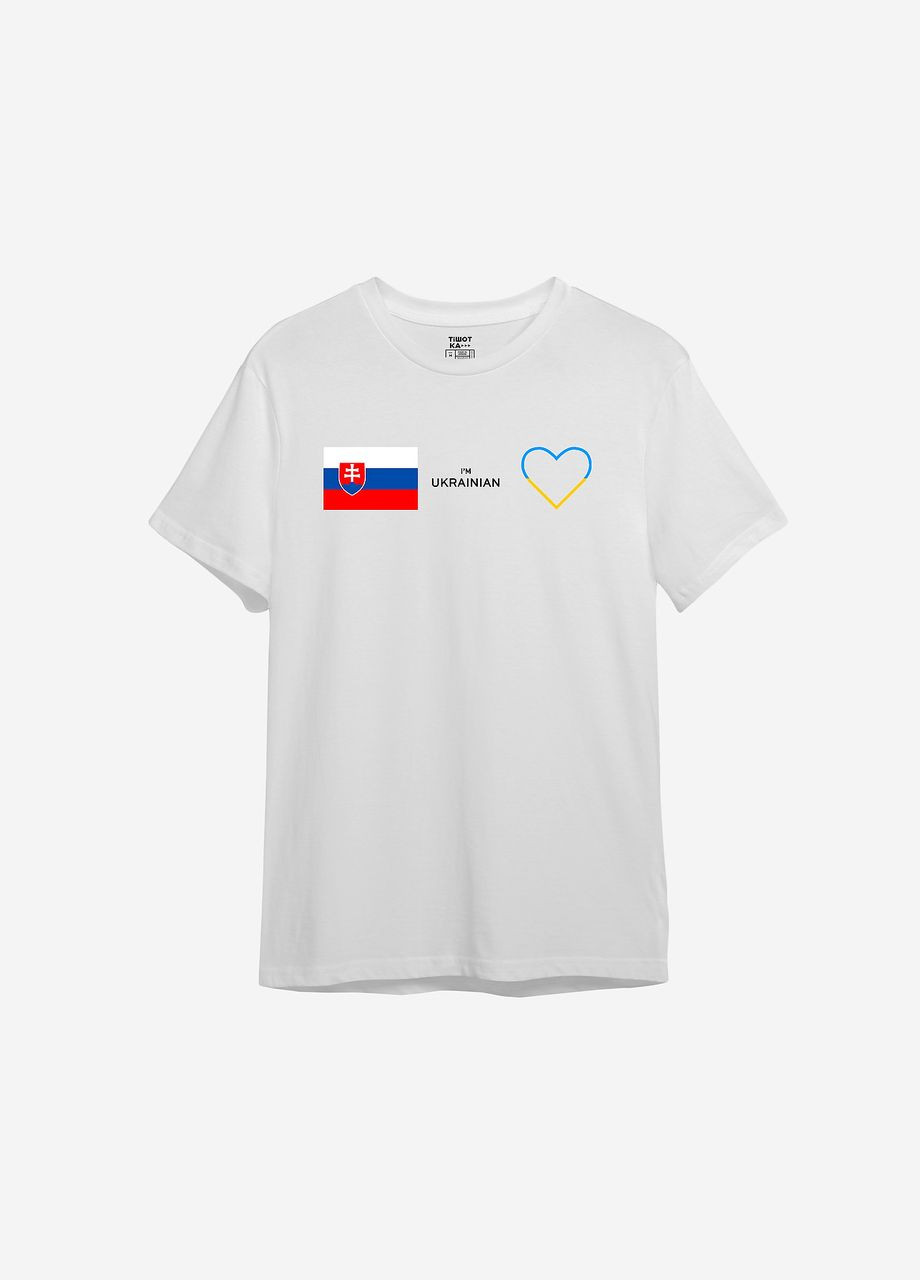 Белая всесезон футболка с принтом "словаччина" ТiШОТКА
