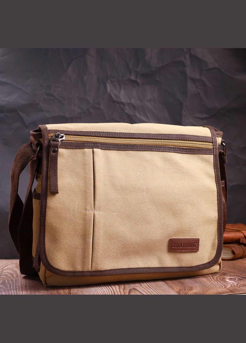 Сумка мужская для ноутбука 13" через плечо из плотного текстиля 22202 Песочный Vintage (302009367)