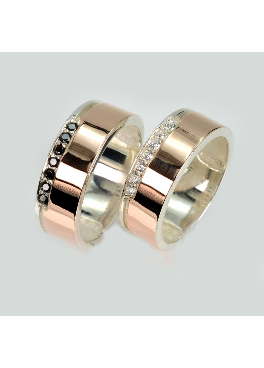 Пара срібних обручок з пластинами золота Silver Style (367112023)