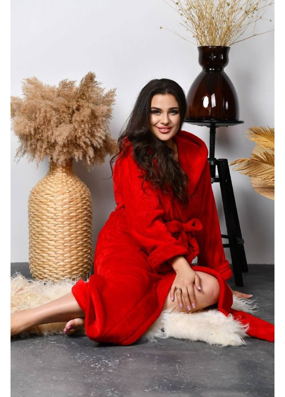 Жіночий теплий махровий халат довгий із капюшоном Nositi (365701141)