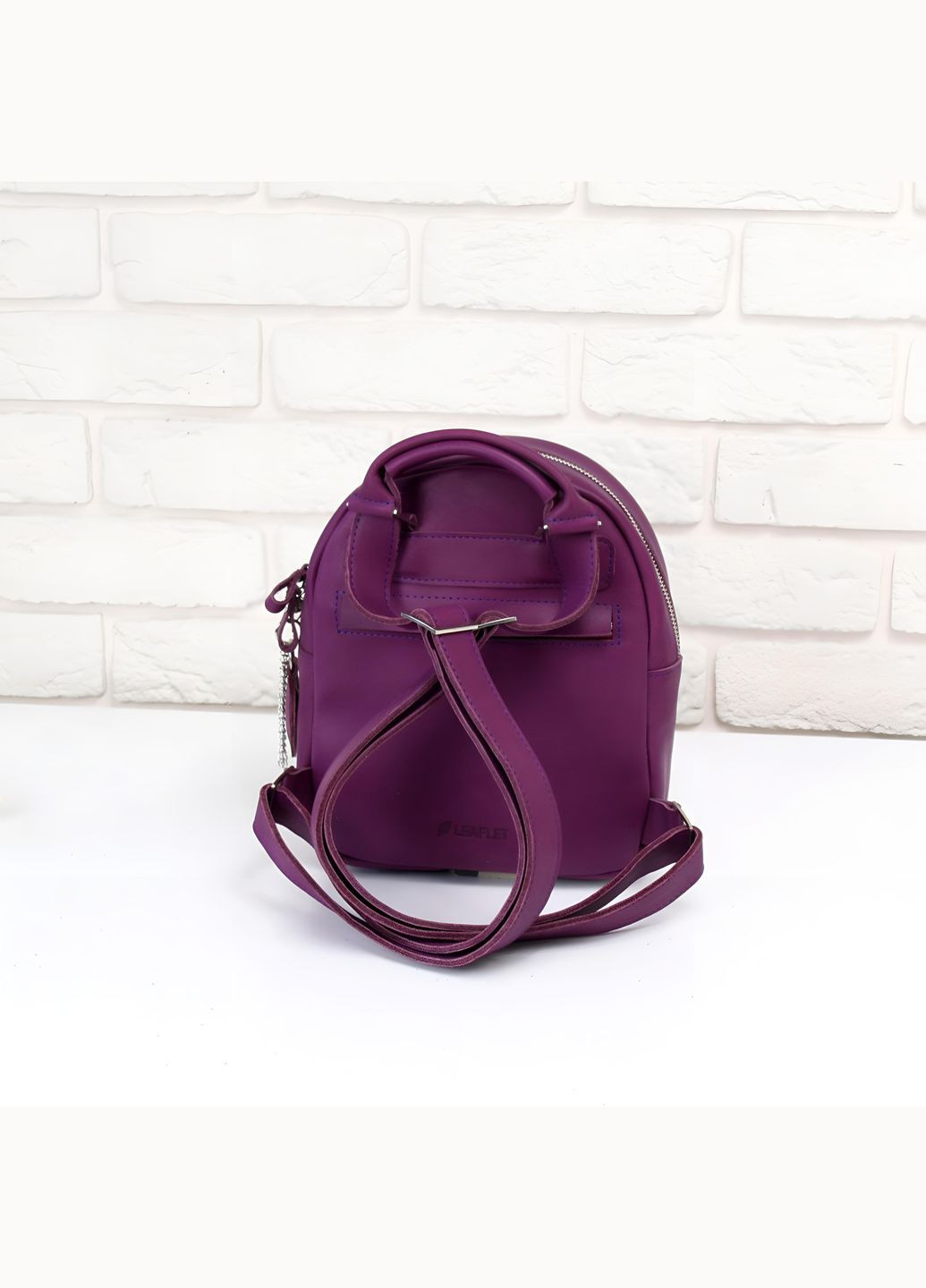 Рюкзак трансформер шкіряний з брелоком. Шкіра Краст. Бузковий. STOK (297863326)