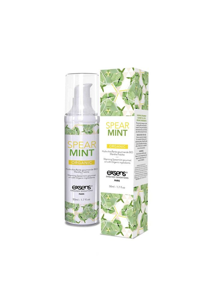 Масажна олія Organic Spear Mint 50мл розігрівальна, без цукру, без парабенів, їстівна Exsens (369953191)